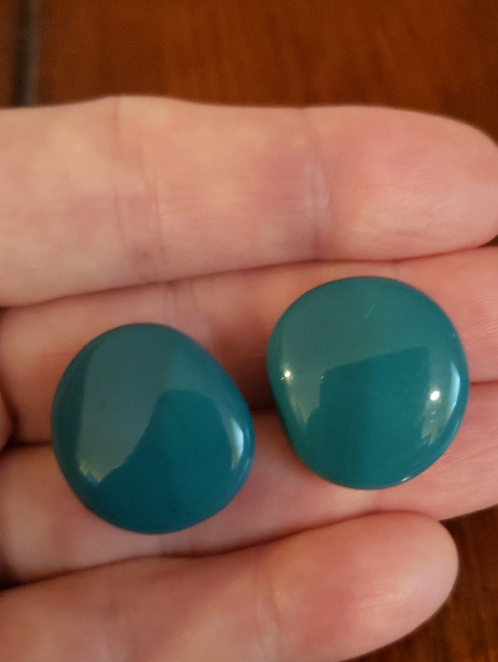 Teal Round (Intentionally Irregular Shape) Resin Stud Earrings